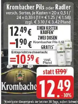 Edeka Krombacher Pils oder Radler Angebot