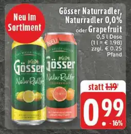 Edeka Gösser Naturradler, Naturradler 0,0% oder Grapefruit Angebot