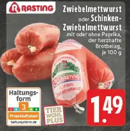 Edeka Rasting Zwiebelmettwurst oder Schinken-Zwiebelmettwurst Angebot