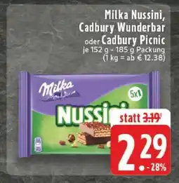 Edeka Milka Nussini, Cadbury Wunderbar oder Cadbury Picnic Angebot