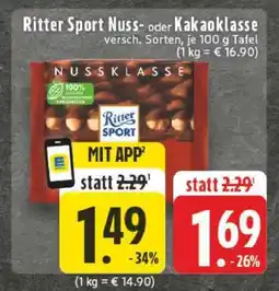 Edeka Ritter Sport Nuss- oder Kakaoklasse Angebot