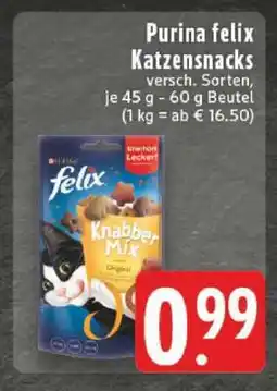 Edeka Purina Felix Katzensnacks Angebot