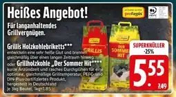 Edeka Grillis Holzkohlebriketts oder Grillholzkohle 'Der Sommer Hit' Angebot