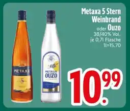 Edeka Metaxa 5 Stern Weinbrand oder Ouzo Angebot