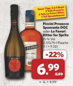 Combi Piccini Prosecco Spumante DOC oder Le Favori Bitter for Spritz Angebot