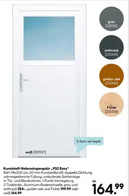 Hellweg Kunststoff-nebeneingangstür f02 easy grau Angebot