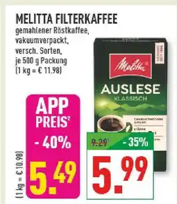 Marktkauf Melitta filterkaffee auslese klassisch Angebot