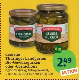 tegut Demeter thüringer landgarten bio-gewürzgurken oder -cornichons Angebot