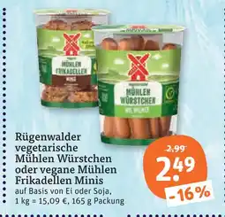 tegut Rügenwalder vegetarische mühlen würstchen oder vegane mühlen frikadellen minis Angebot