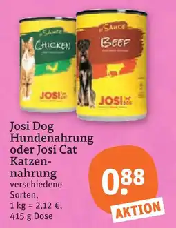 tegut Josi dog hundenahrung oder josi cat katzennahrung Angebot