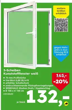 Globus Baumarkt Winkhaus 3-scheiben kunststofffenster weiß Angebot