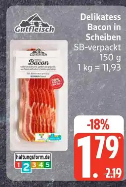Edeka Gutfleisch delikatess bacon in scheiben Angebot