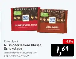 KONSUM Ritter sport nuss oder kakao klasses schokolade Angebot
