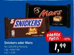 KONSUM Snickers oder mars schokoriegel Angebot
