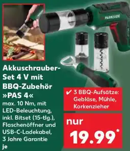 Kaufland Parkside Akkuschrauber Set 4 V mit BBQ-Zubehör PAS 4 Angebot