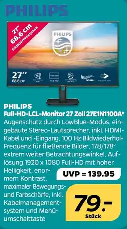 NETTO PHILIPS Full-HD-LCL-Monitor 27 Zoll 27E1N1100A Angebot