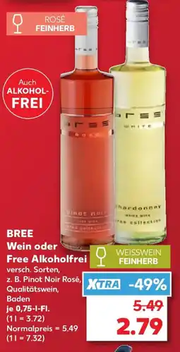 Kaufland BREE Wein oder Free Alkoholfrei Angebot