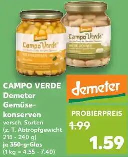 Kaufland CAMPO VERDE demeter Gemüsekonserven Angebot