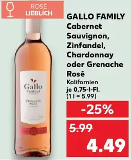 Kaufland GALLO FAMILY Cabernet Sauvignon, Zinfandel, Chardonnay oder Grenache Rosé Angebot