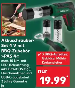 Kaufland Parkside Akkuschrauber Set 4 V mit BBQ-Zubehör PAS 4 Angebot
