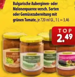 Mix Markt Bulgarische Auberginen- oder Melonenpueree versch. Sorten oder Gemüsezubereitung mit grünen Tomate Angebot