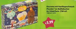 Mix Markt Eiscreme mit Vanillegeschmack Plombir im Waffelbecher Angebot