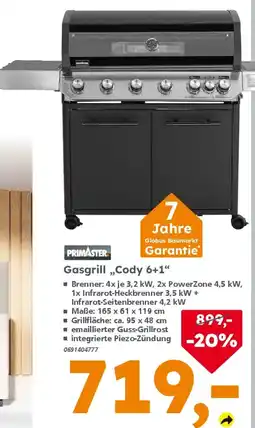 Globus Baumarkt PRIMASTER Gasgrill „Cody 6+1" Angebot