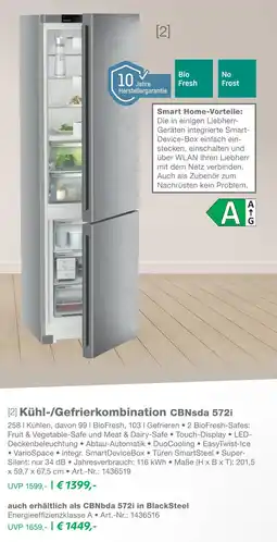 EP Liebherr kühl-/gefrierkombination cbnsda 572i Angebot