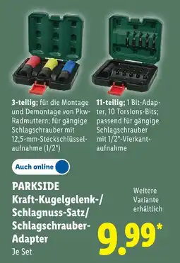 Lidl Parkside kraft-kugelgelenk-/schlagnuss-satz/schlagschrauber-adapter 3-teilig Angebot