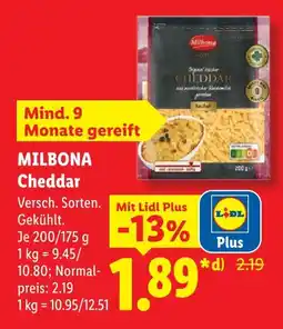 Lidl Milbona cheddar Angebot