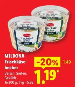 Lidl Milbona frischkäse becher natur Angebot