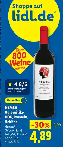 Lidl Nemea agiorgitiko pop, rotwein, lieblich Angebot