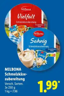 Lidl Milbona vielfalt schmelzkäsezubereitung Angebot