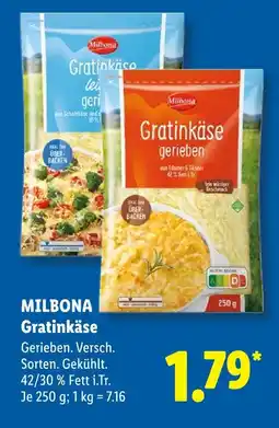 Lidl Milbona gratinkäse leicht gerieben Angebot