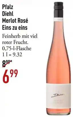 Galeria Markthalle Pfalz Diehl Merlot Rosé Eins zu eins Angebot