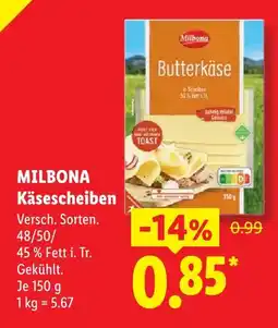 Lidl Milbona käsescheiben Angebot