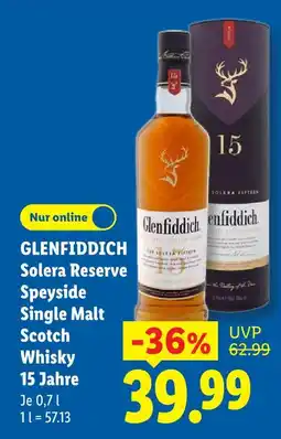 Lidl Glenfiddich solera reserve speyside single malt scotch whisky 15 jahre Angebot