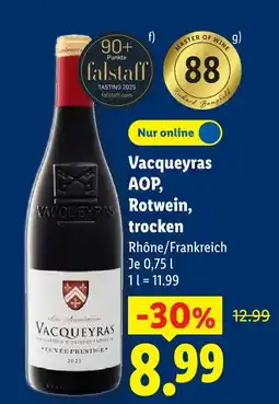 Lidl Vacqueyras vacqueyras aop, rotwein, trocken Angebot