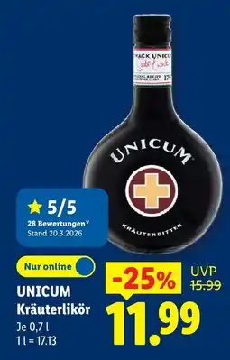 Lidl Unicum kräuterlikör Angebot