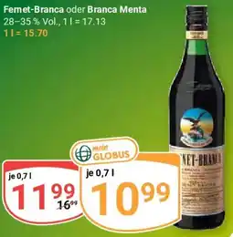 Globus Fernet-Branca oder Branca Menta Angebot