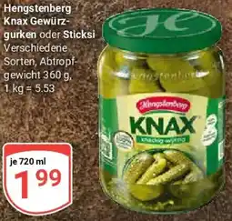 Globus Hengstenberg Knax Gewürzgurken oder Sticksi Angebot