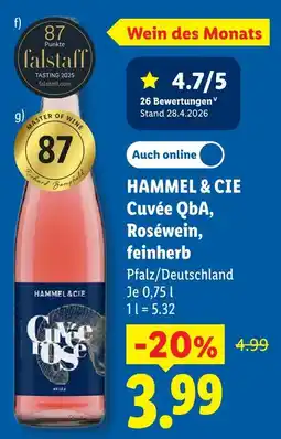 Lidl Hammel & cie cuvée qba, roséwein, feinherb Angebot