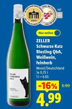 Lidl Zeller schwarze katz riesling qba Angebot
