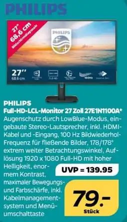 NETTO PHILIPS Full-HD-LCL-Monitor 27 Zoll 27E1N1100A Angebot