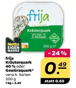 NETTO frija Kräuterquark 40% oder Gewürzquark Angebot