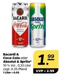 NETTO Bacardi & Coca-Cola oder Absolut & Sprite Angebot