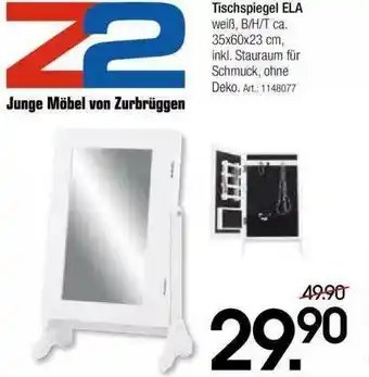 Zurbrüggen Tischspiegel Ela Weiß Angebot