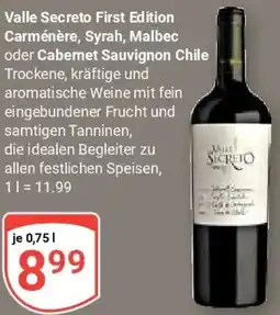 Globus Valle Secreto First Edition Carménère, Syrah, Malbec oder Cabernet Sauvignon Chile Angebot