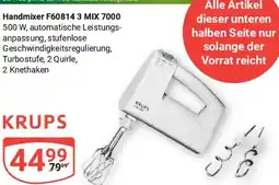 Globus KRUPS Handmixer F60814 3 MIX 7000 Angebot