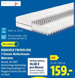 Lidl BADENIA TRENDLINE 7-Zonen-Kaltschaum Matratze Angebot